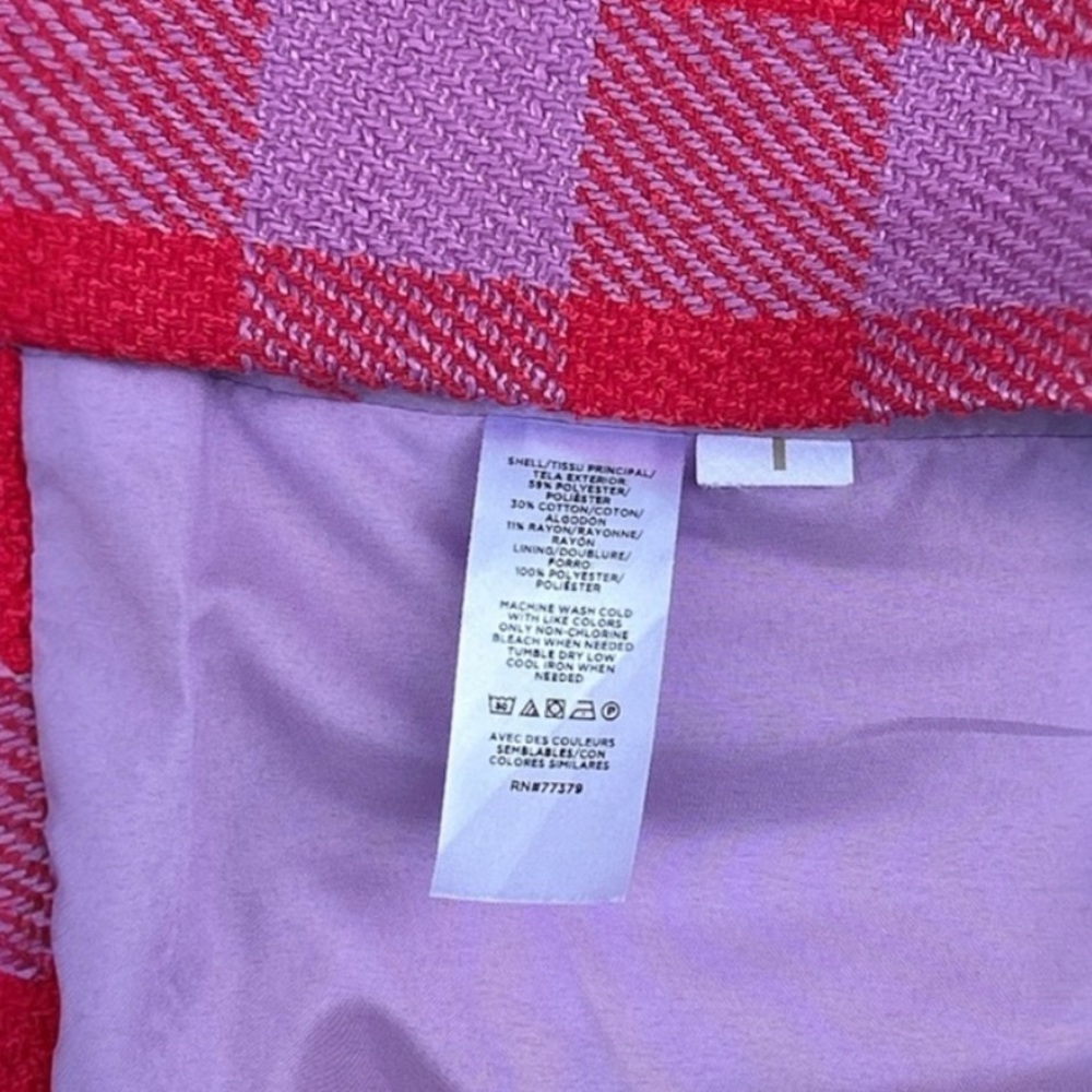 Ann Taylor Barbiecore Red and Lilac Plaid Blazer Size 0P - Picture 4 of 4